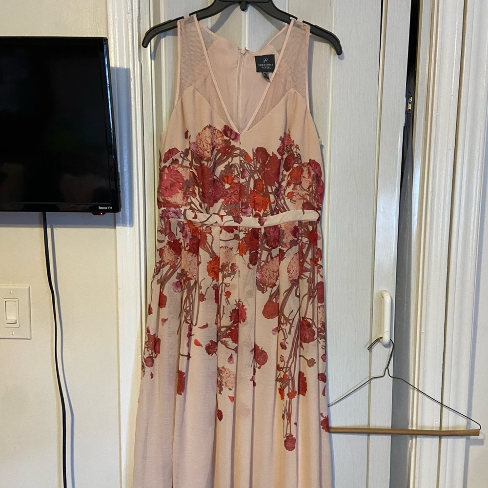 Adrianna Papell Pink Floral Maxi Dress